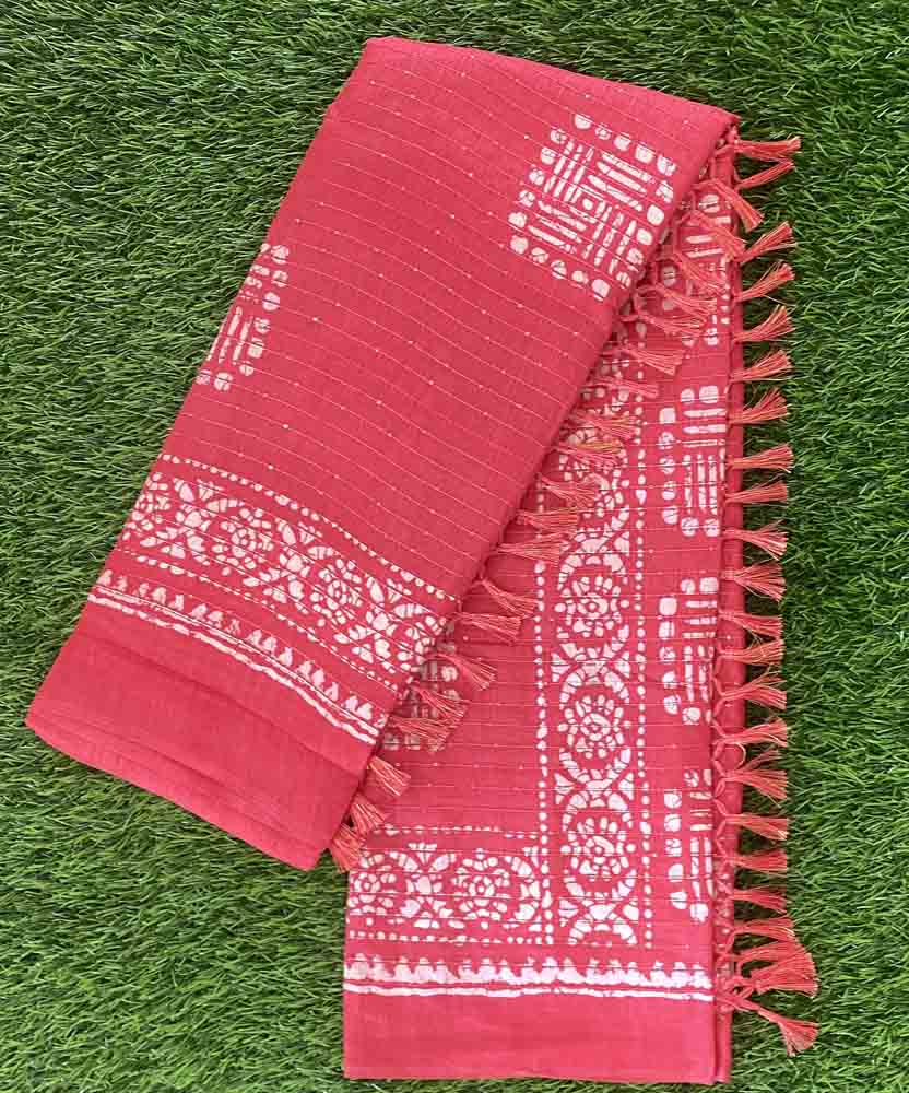 Semi Silk Party Wear Saree with Batik Print and Sequence Work DS606-06