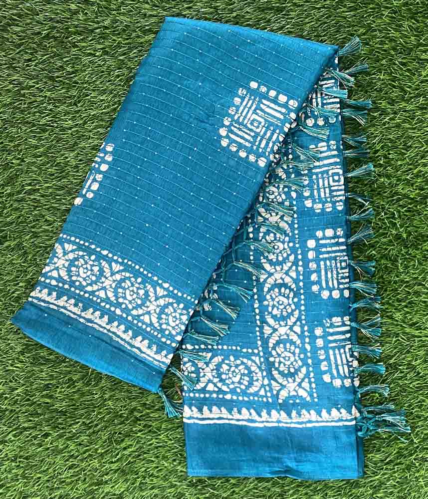 Semi Silk Party Wear Saree with Batik Print and Sequence Work DS606-08
