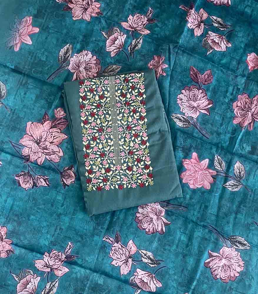 Shimmer Vichitra Silk Churidar Materials Set with Beautiful Embroidery DC504-02