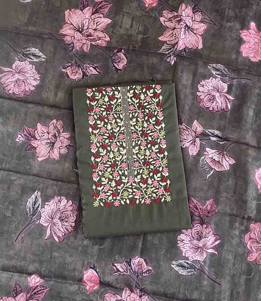 Shimmer Vichitra Silk Churidar Materials Set with Beautiful Embroidery DC504-04