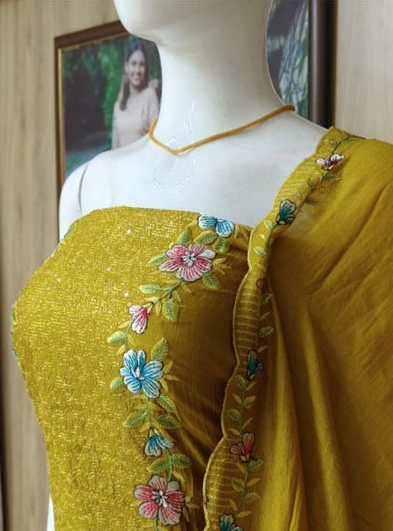 Unstitched Vichitra Silk Materials Churidar Set DC499-02