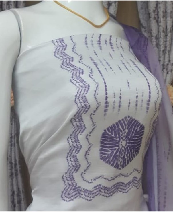 Soft Linen Silk Churidar Materials Set with Organza Shawl DC528-03