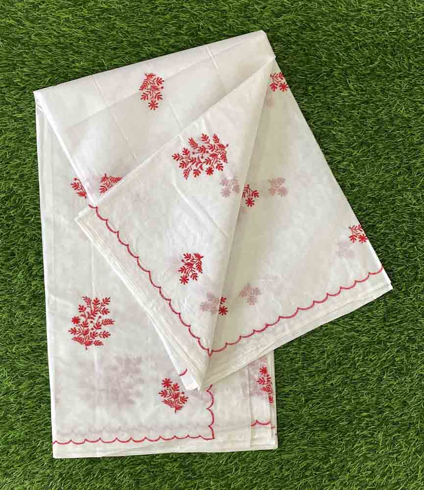 White Color Cotton Saree with Embroidery DS619-02