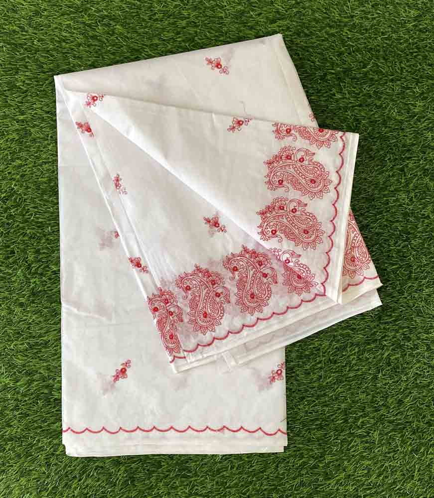 White Color Cotton Saree with Embroidery DS619-06