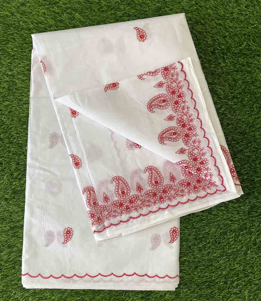White Color Cotton Saree with Embroidery DS619-08