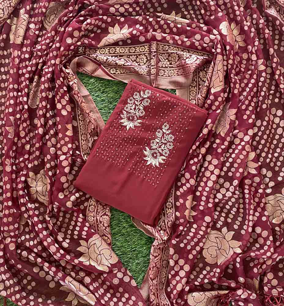 Georgette Party Wear Churidar Materials Set with Brasso Shawl DC529-05