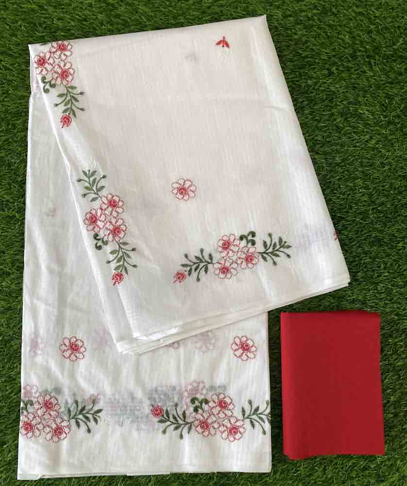 White Color Net Kota Saree with Embroidery DS619-10
