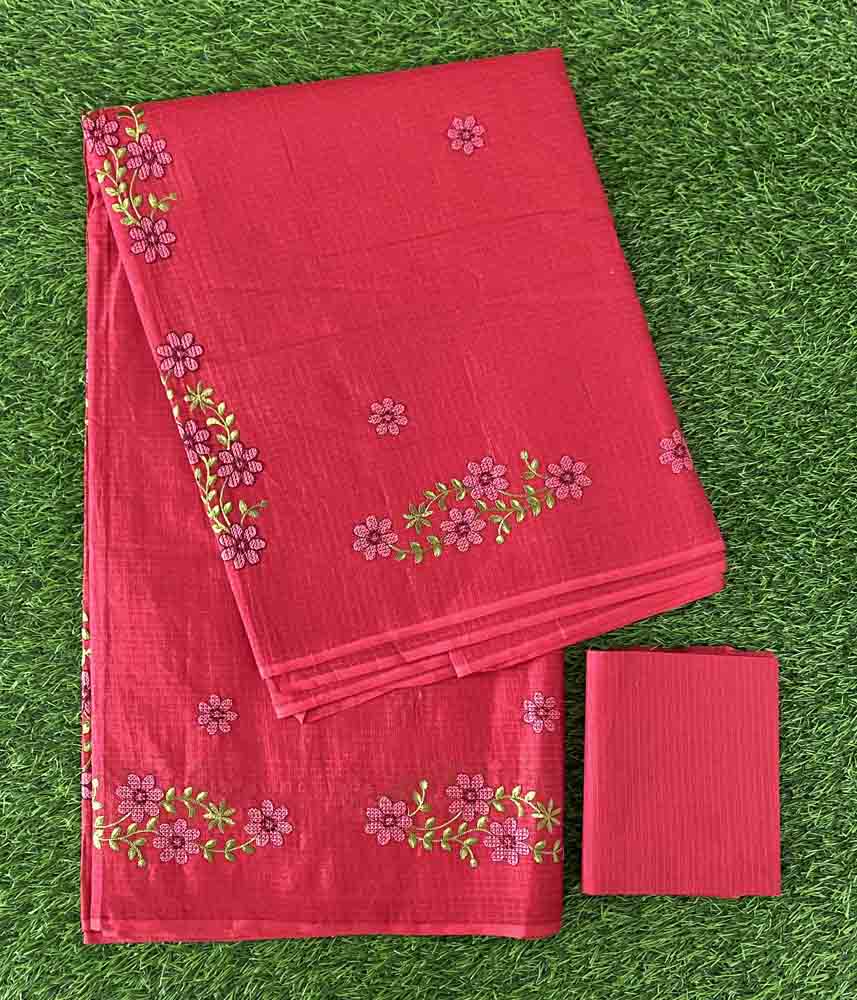 Red Color Net Kota Saree with Embroidery DS619-14