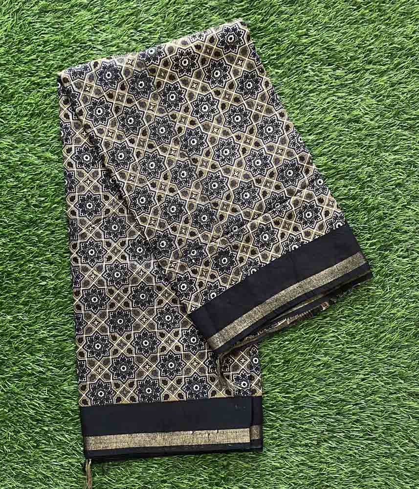 Chanderi Silk Saree with Ajrakh Print DS636-09