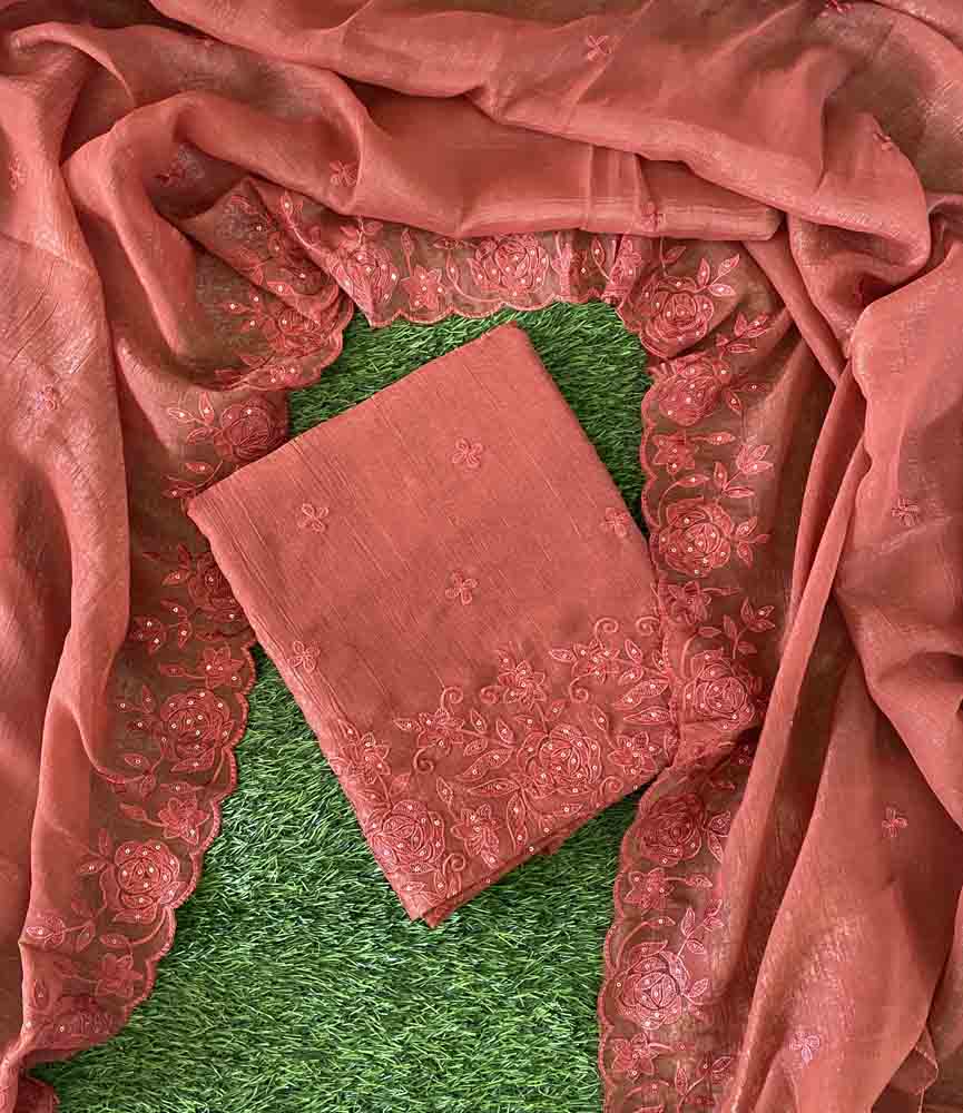 Crushed Soft Organza Party Wear Churidar Materials Set DC580-01