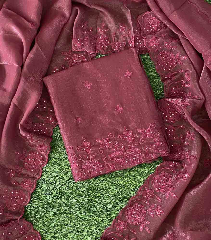 Crushed Soft Organza Party Wear Churidar Materials Set DC580-03