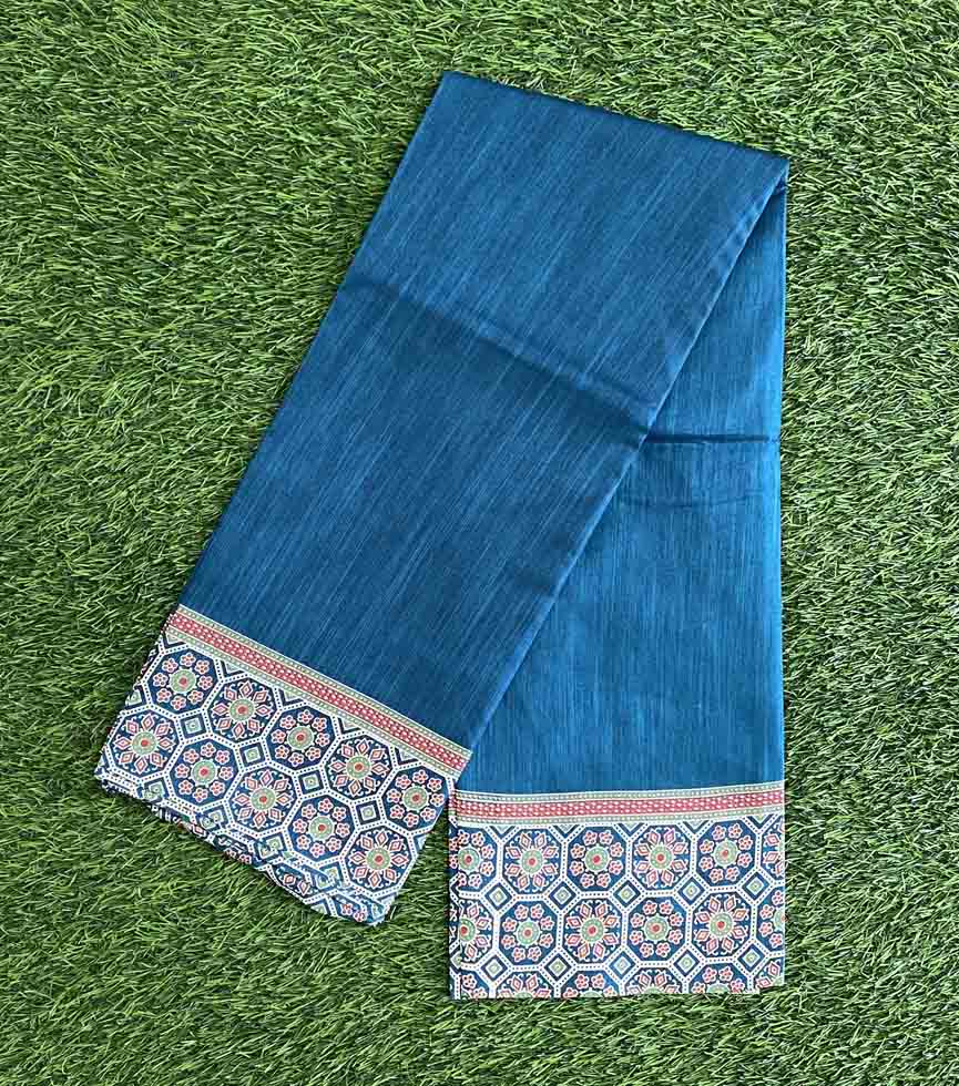 Daily Wear Semi Silk Saree with Ajrakh Border DS644-03