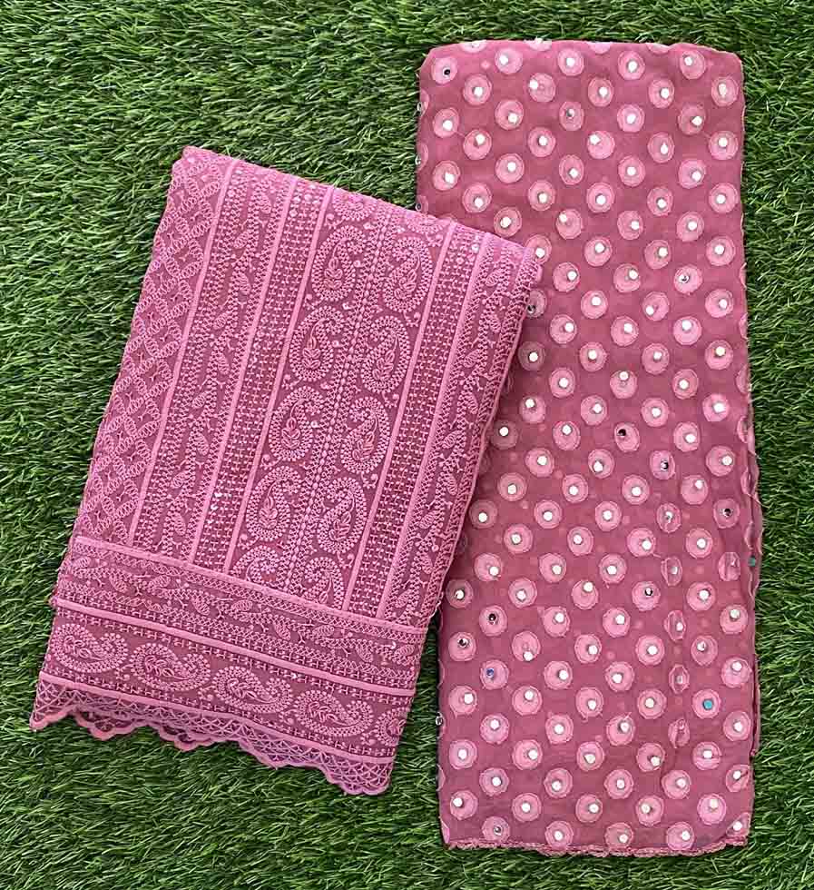 Georgette Churidar Set with Stone Worked Shawl DC560-03