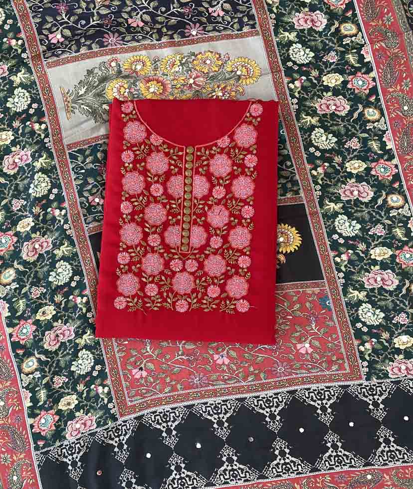 Unstitched Georgette Churidar Materials Set with Pakistani Dupatta DC564-01