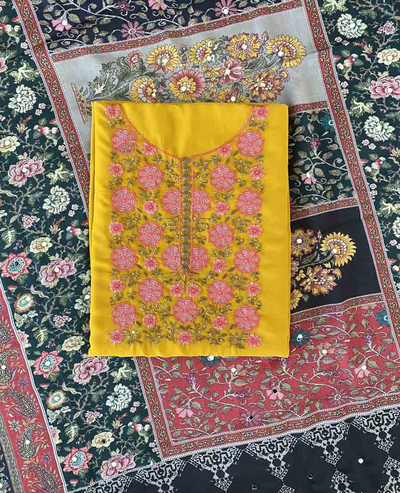 Unstitched Georgette Churidar Materials Set with Pakistani Dupatta DC564-03