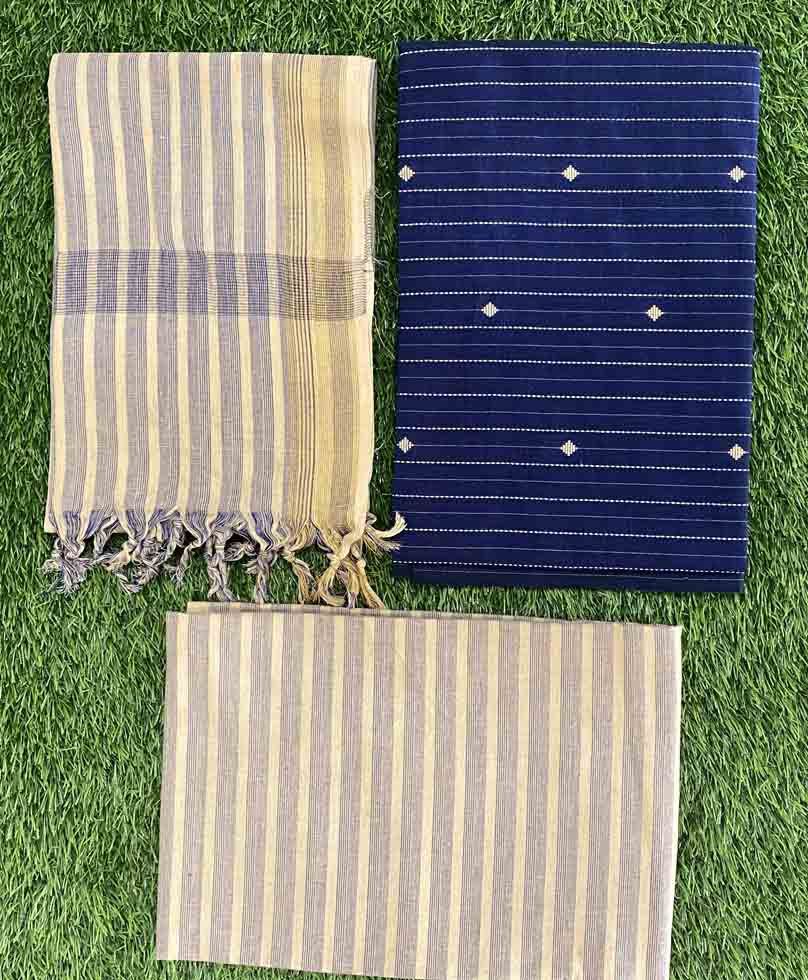 Unstitched Handloom Cotton Churidar Materials Set DC570-04