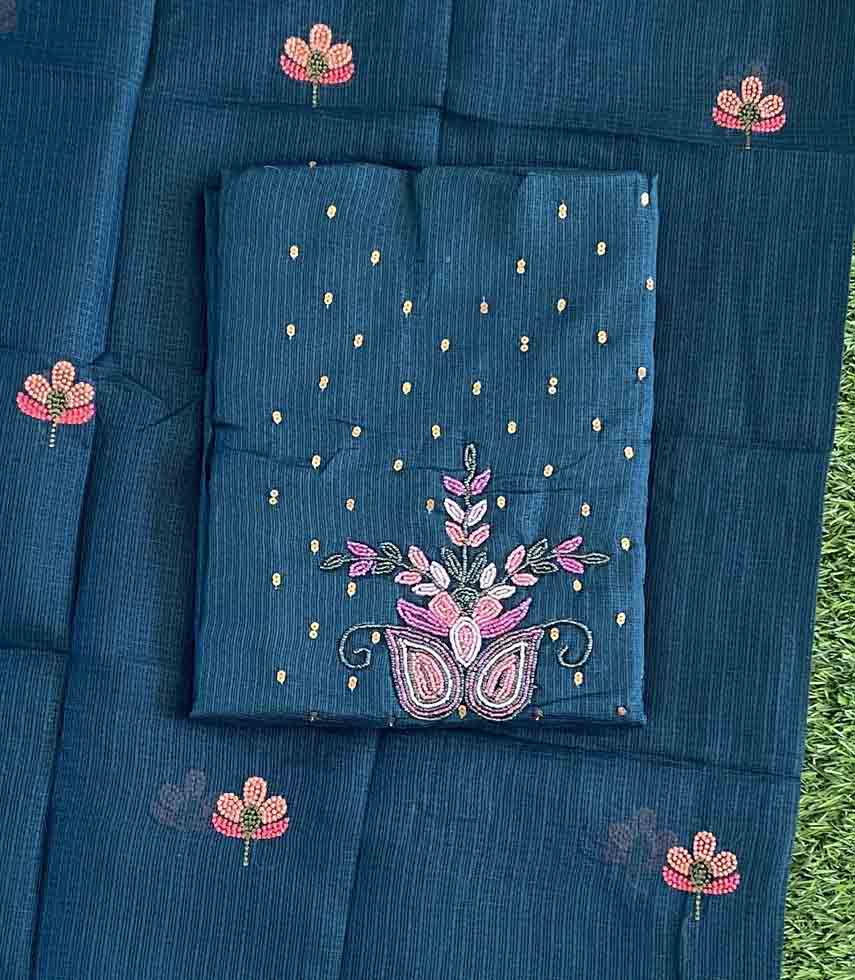 Unstitched Kota Silk Churidar Materials Set with Hand Embroidery DC574-06