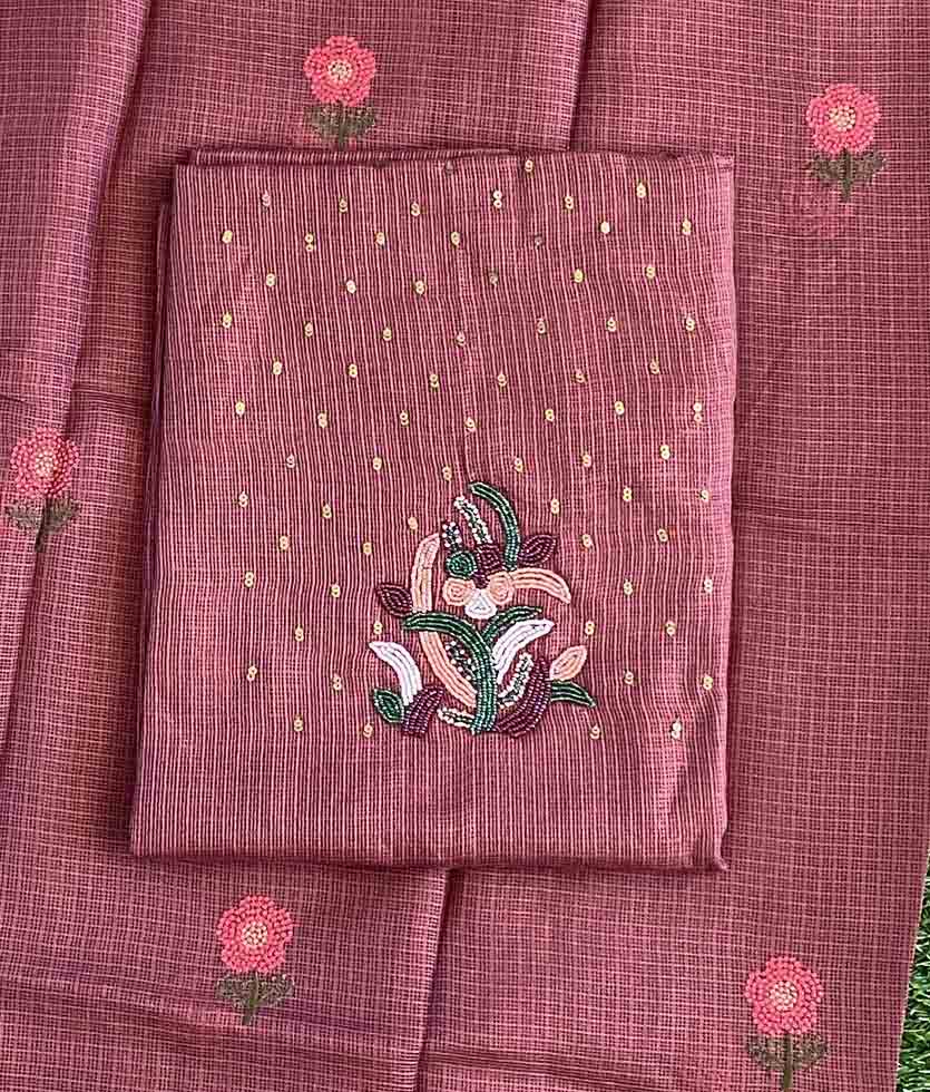 Unstitched Kota Silk Churidar Materials Set with Hand Embroidery DC574-08