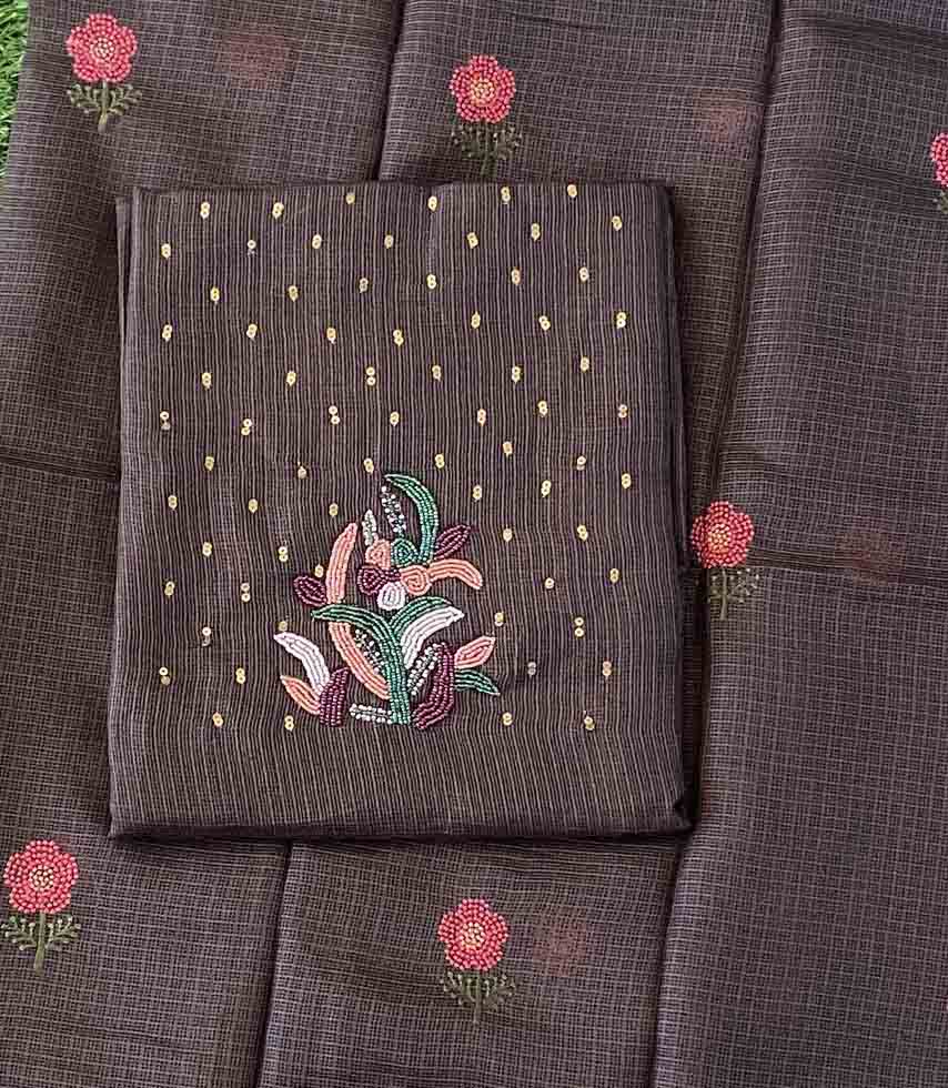 Unstitched Kota Silk Churidar Materials Set with Hand Embroidery DC574-10