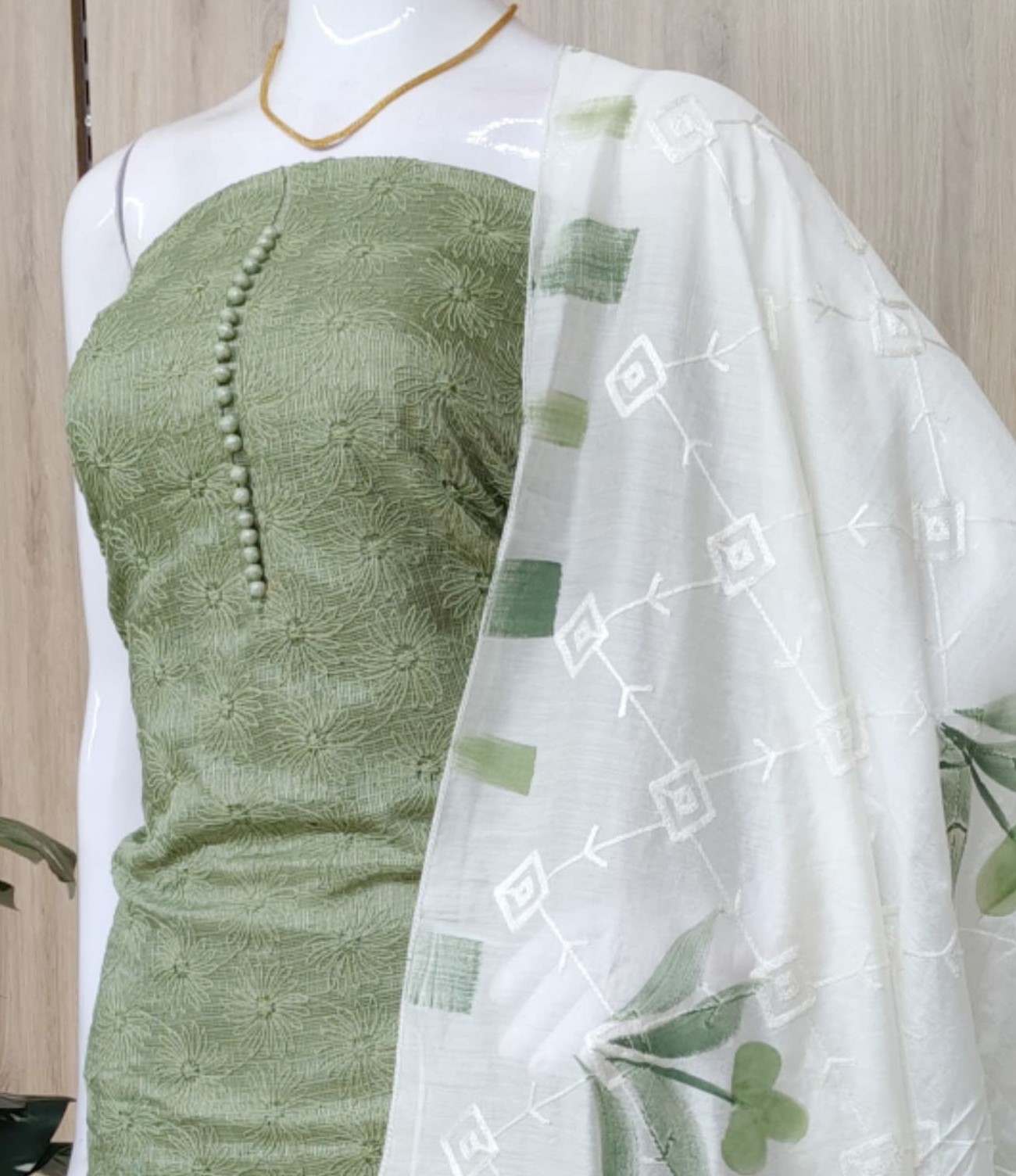 Phulkari Work Net Kota Churidar Materials Set DC563-02