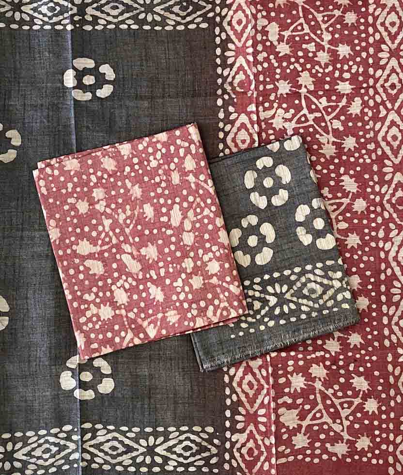 Unstitched Semi Tusser Churidar Materials Set with Batik Print DC573-02