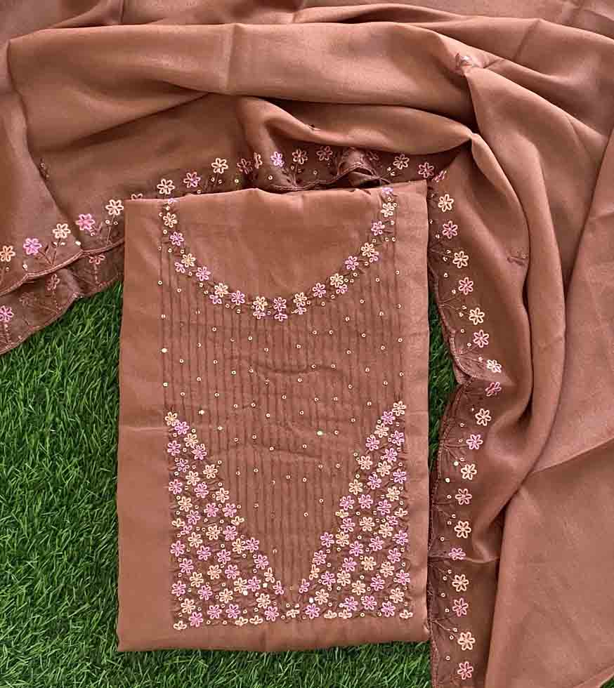 Unstitched Shimmer Georgette Churidar Materials Set with Embroidery DC576-04