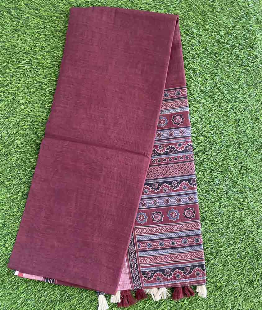 Ajrakh Print Semi Linen Saree DS673-05