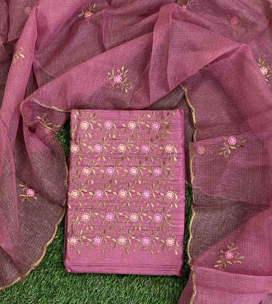 Embroidered Semi Silk Churidar Materials Set (Unstitched) DC629-01