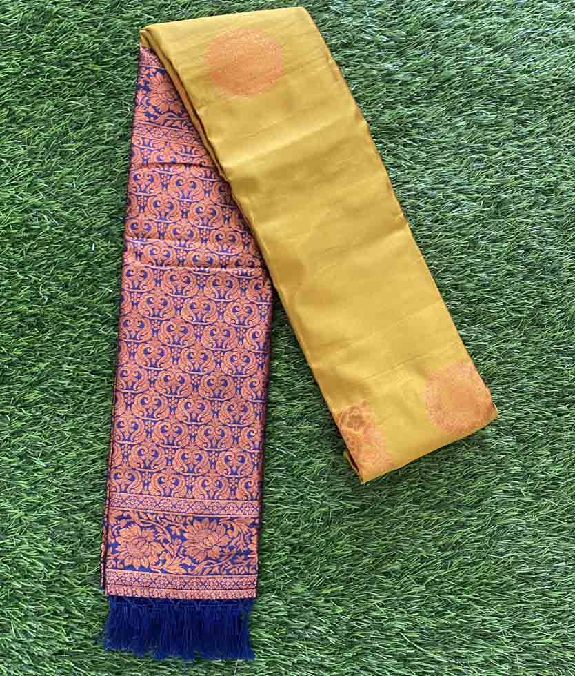 Golden Yellow Color Semi Silk Party Wear Saree with Contrast Blouse DS682-05