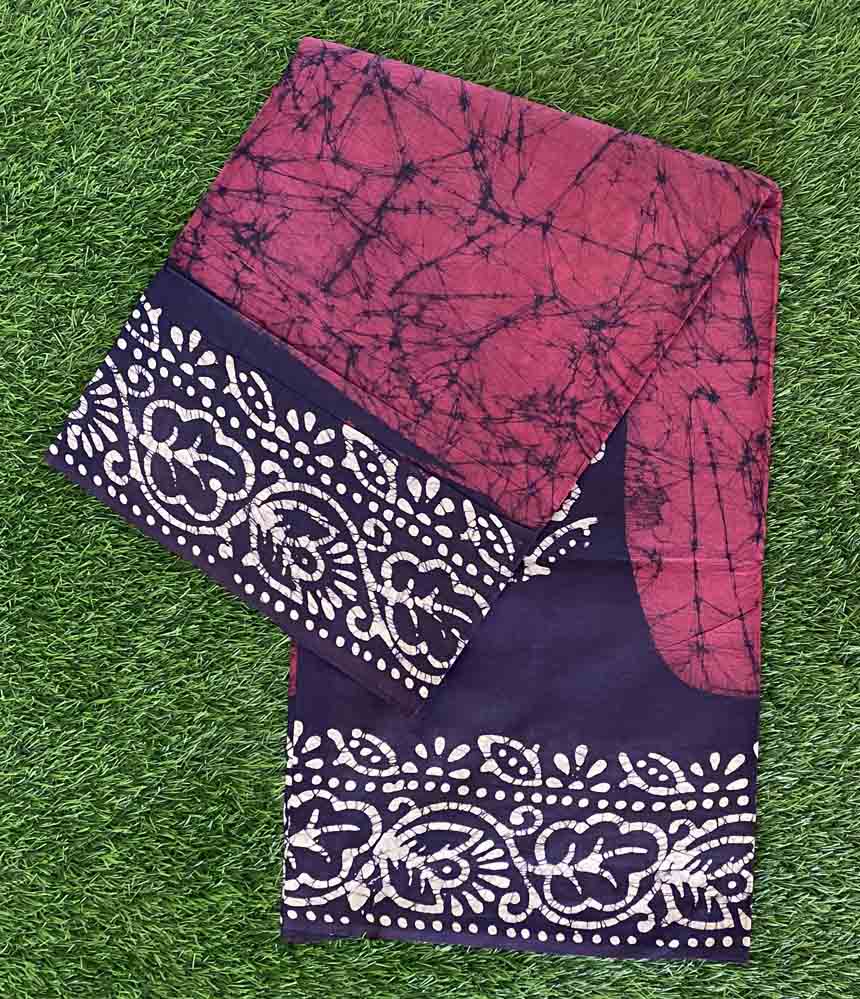 Daily Wear Batik Print Cotton Saree DS714-12