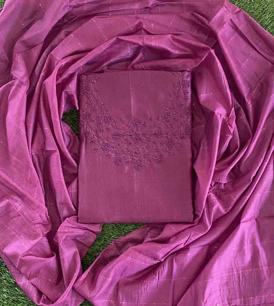 Daily Wear Vichitra Silk Churidar Materials Set DC640-01