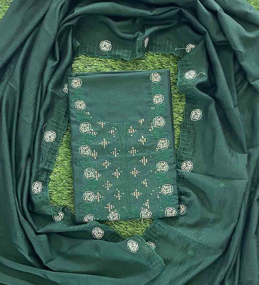 Daily Wear Vichitra Silk Churidar Materials Set (Unstitched) DC649-01