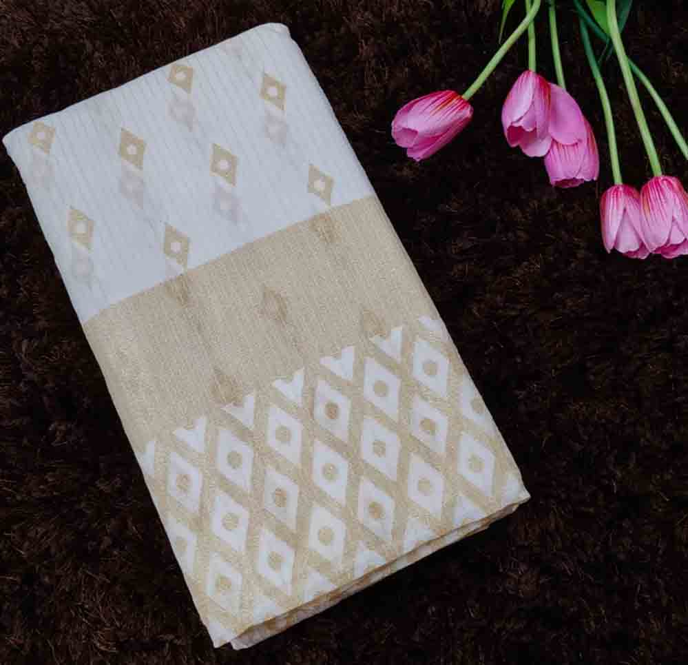 White Gold Saree DS726-05