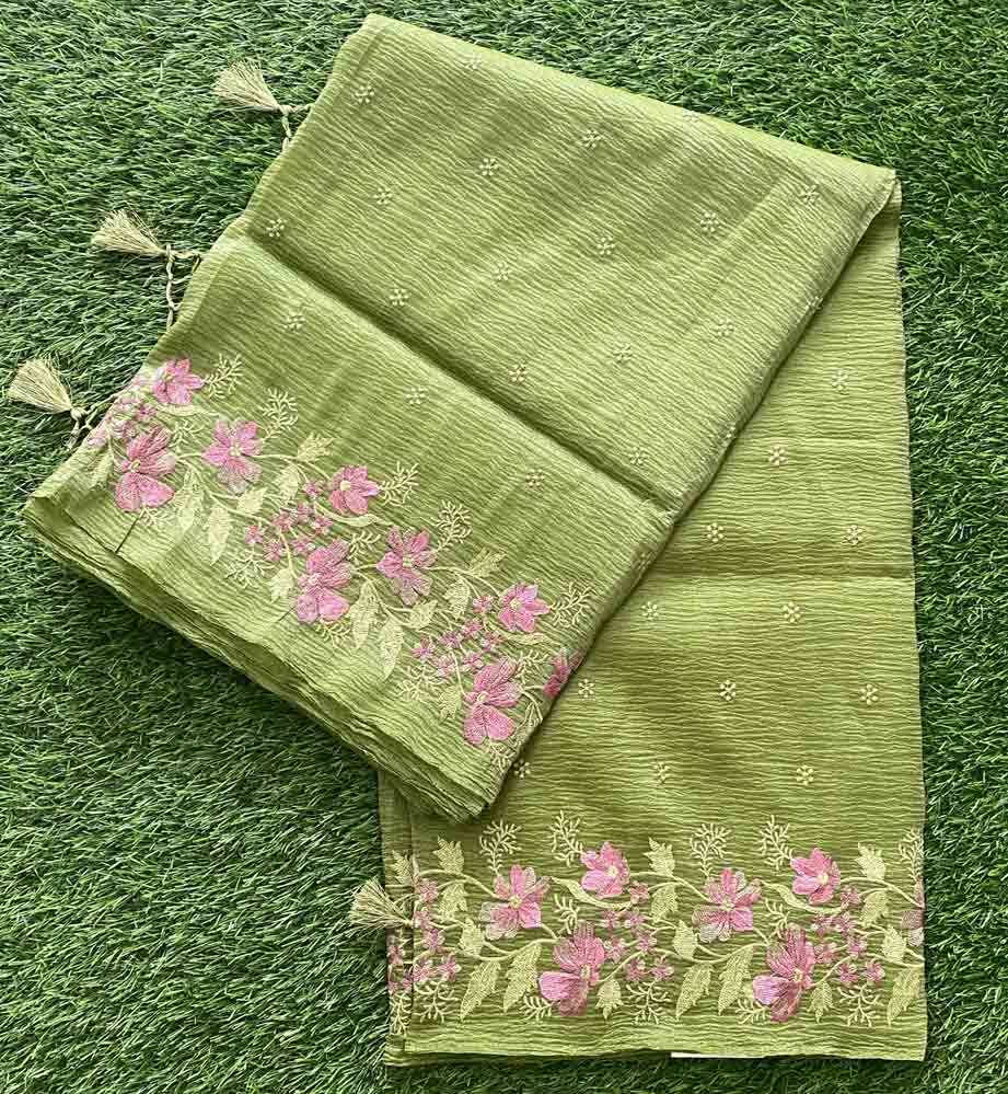 Beautiful Crushed Fabric Sarees with Cutwork Embroidery DS739-05