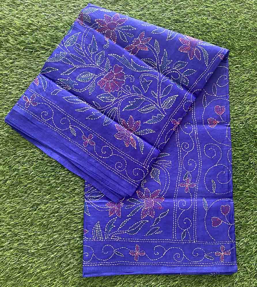 Semi Tusser Kantha Work Saree DS729-11