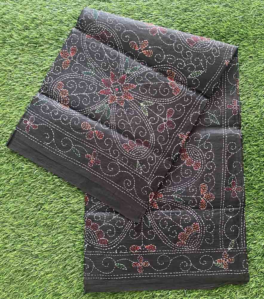 Semi Tusser Kantha Work Saree DS729-13