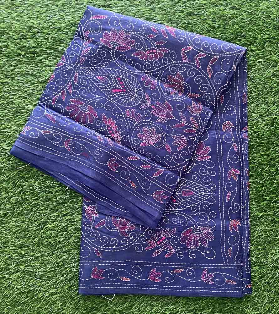 Semi Tusser Kantha Work Saree DS729-15
