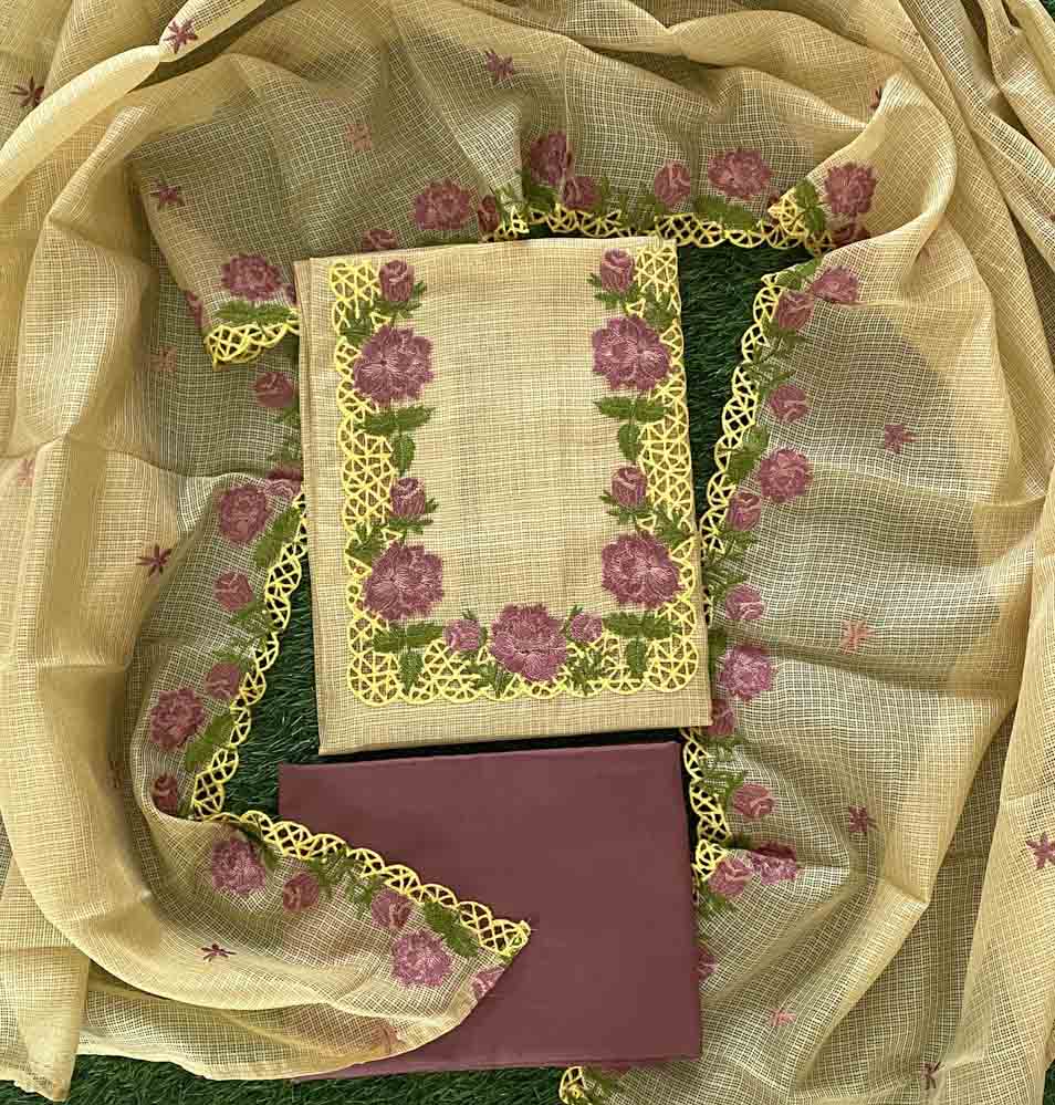 Silky Kota Churidar Materials Set with Cutwork Embroidery DC677-04