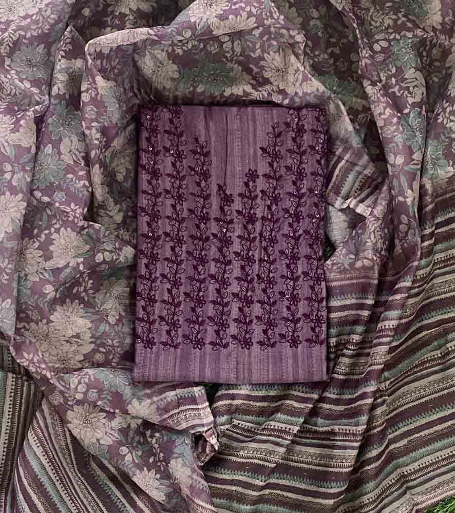 Daily Wear Semi Silk Churidar Materials Set (Unstitched) DC687-01