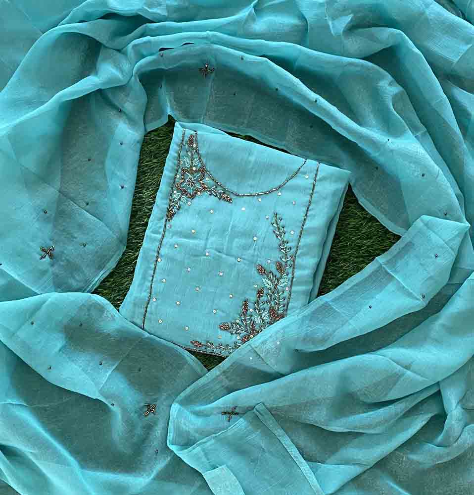 Hand Embroidered Crushed Churidar Materials Set DC704-02