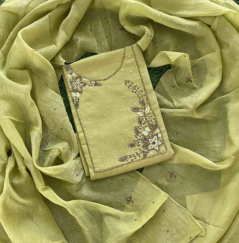 Hand Embroidered Crushed Churidar Materials Set DC704-06