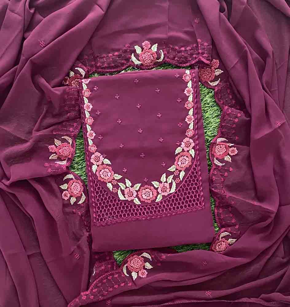 Georgette Churidar Materials Set with Cutwork Embroidery DC710-01