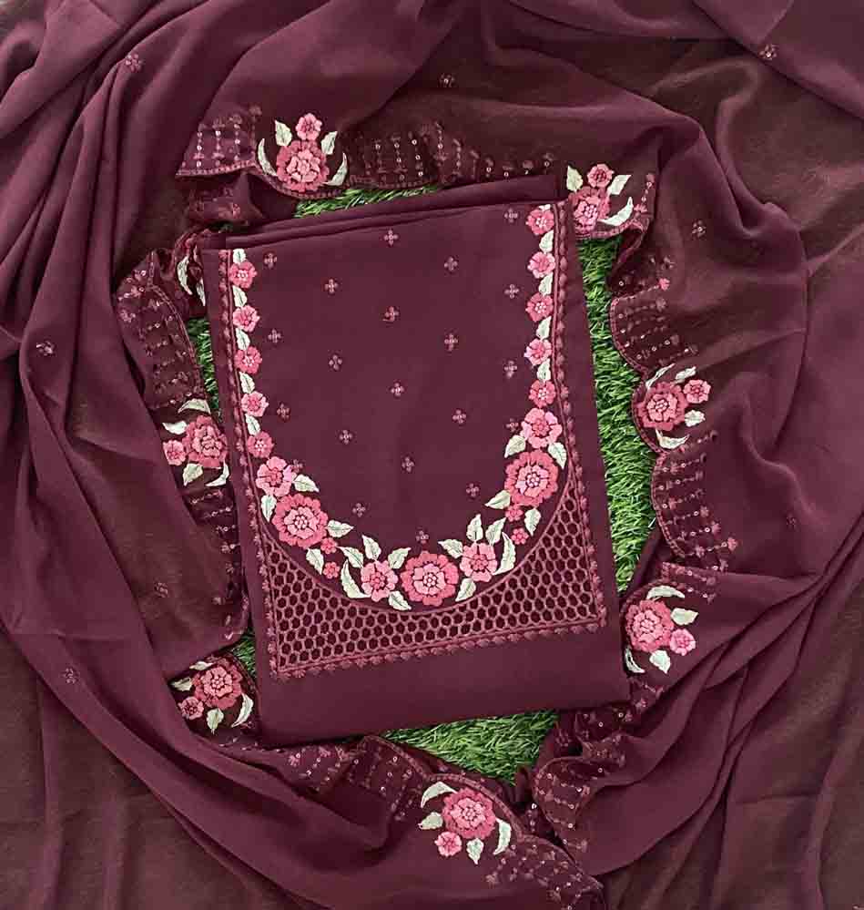 Georgette Churidar Materials Set with Cutwork Embroidery DC710-03