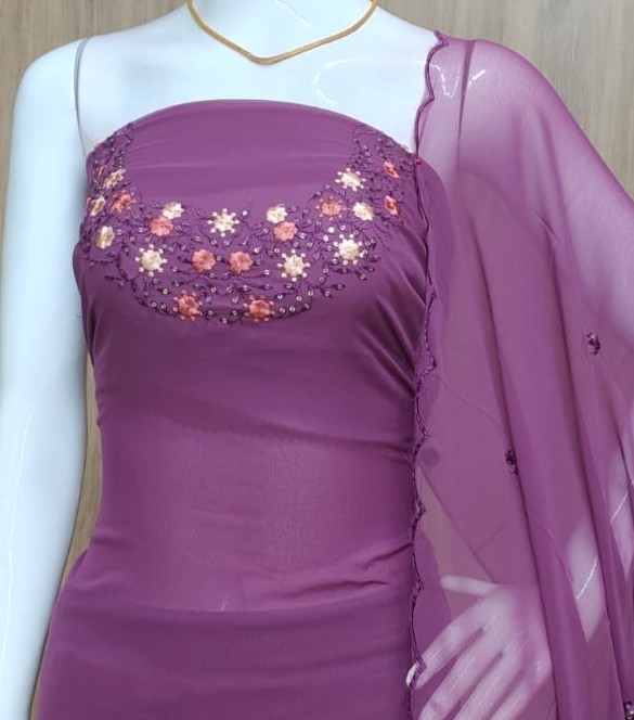 Georgette Churidar Materials Set with Embroidery (Unstitched) DC707-04