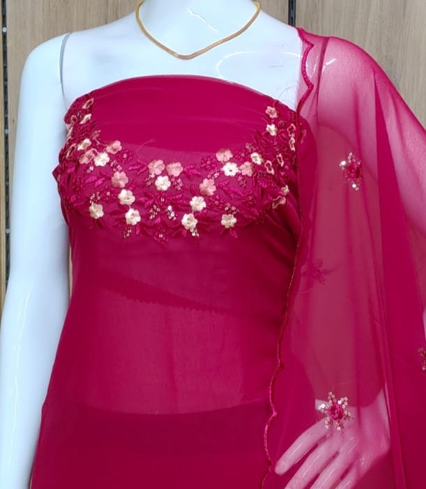 Georgette Churidar Materials Set with Embroidery (Unstitched) DC707-06