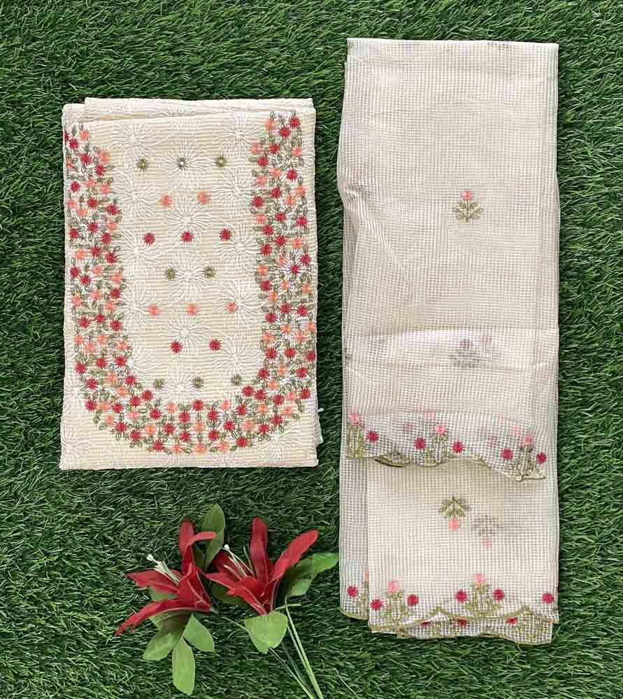 Phulkari Work Net Kota Churidar Materials Set with Beautiful Embroidery DC695-04