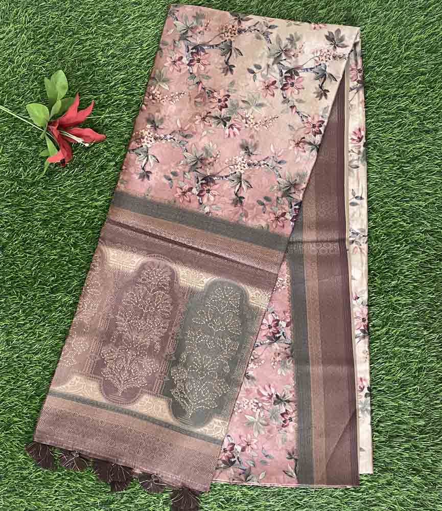 Floral Printed Banarasi Silk Saree DS768-03