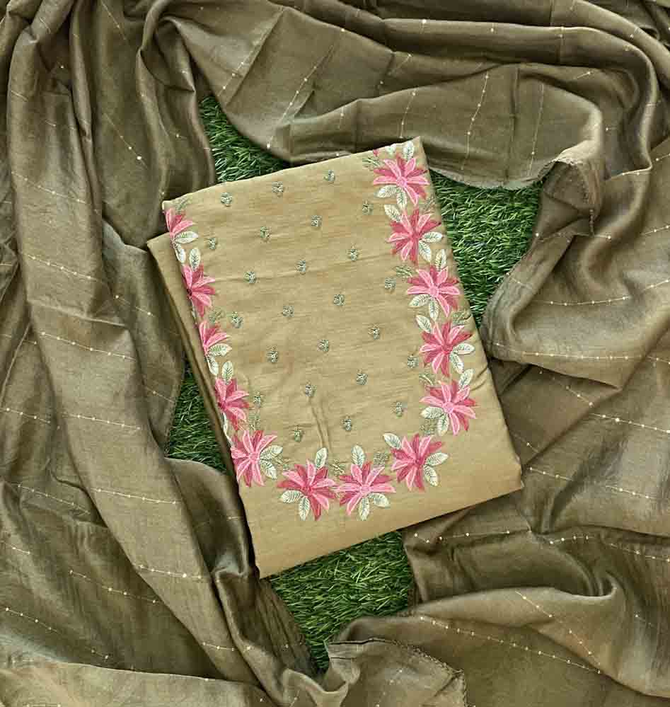 Daily Wear Semi Silk Churidar Materials Set (Unstitched) DC705-02