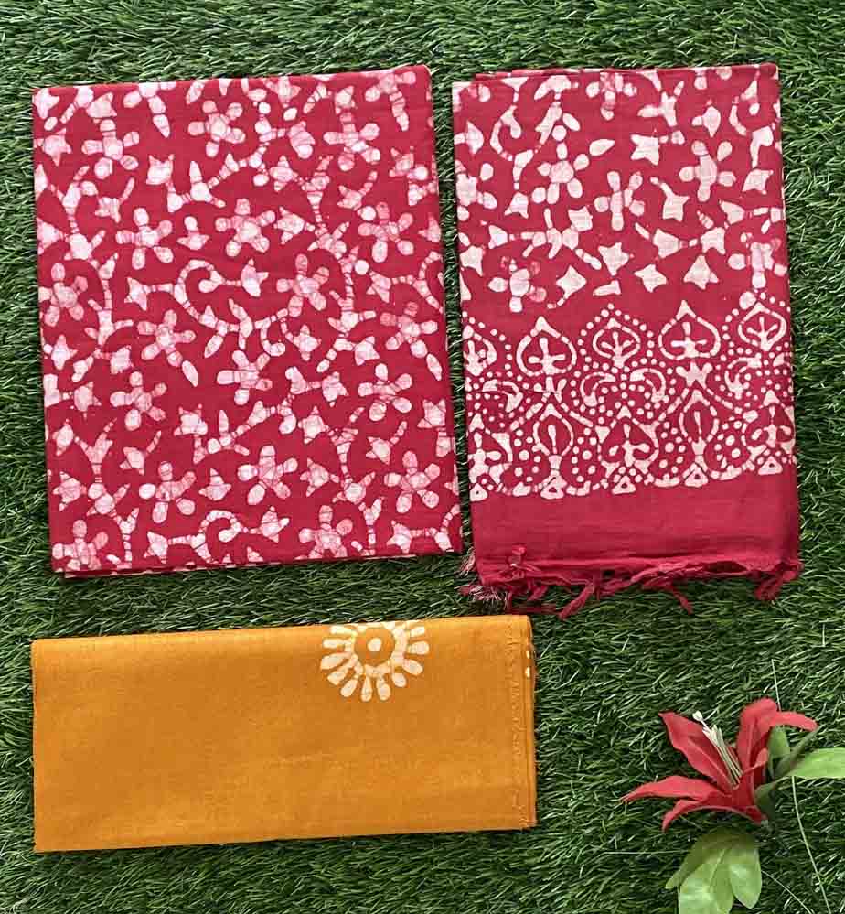 Batik Print Semi Tusser Churidar Materials Set DC711-01