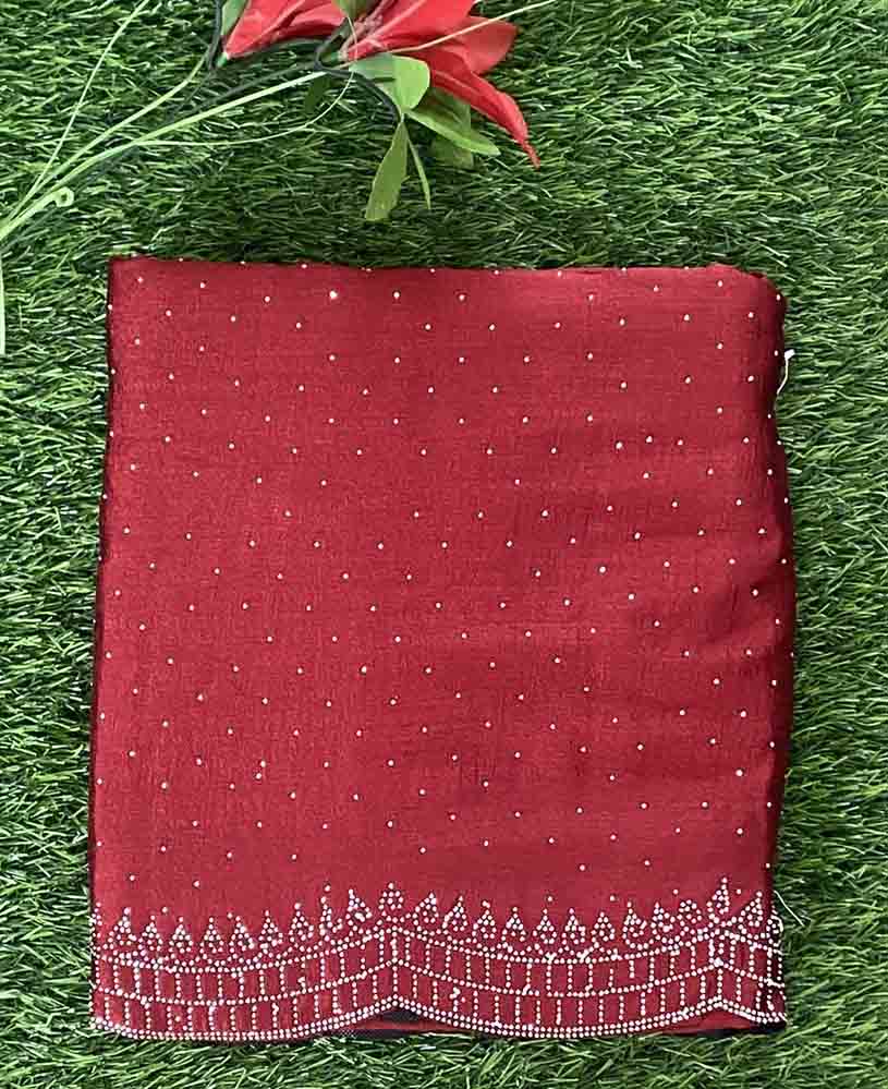 Party Wear Vichitra Silk Saree with Stone Work DS759-02